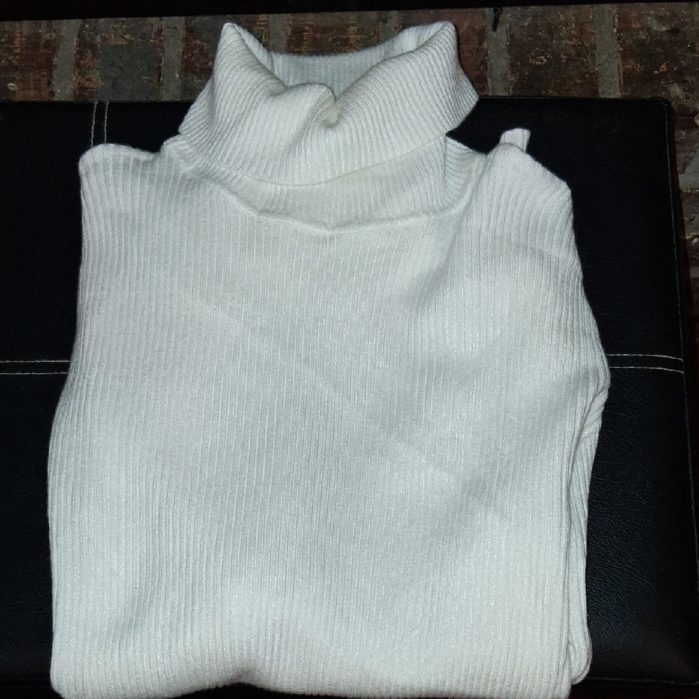 Coofandy Off white Ribbed Turtleneck